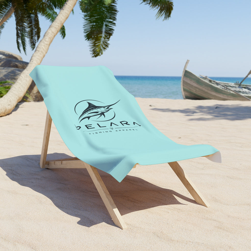 Beach Towel - Pelara Marlin Logo Turquoise Beach Towel (Coastal Surf & Fishing Vibe)
