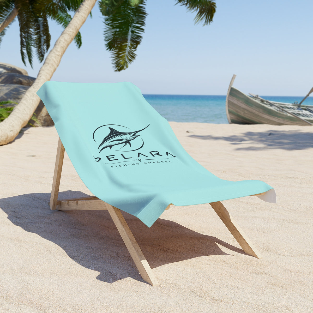 Beach Towel - Pelara Marlin Logo Turquoise Beach Towel (Coastal Surf & Fishing Vibe)