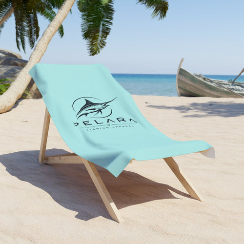 Beach Towel - Pelara Marlin Logo Turquoise Beach Towel (Coastal Surf & Fishing Vibe)