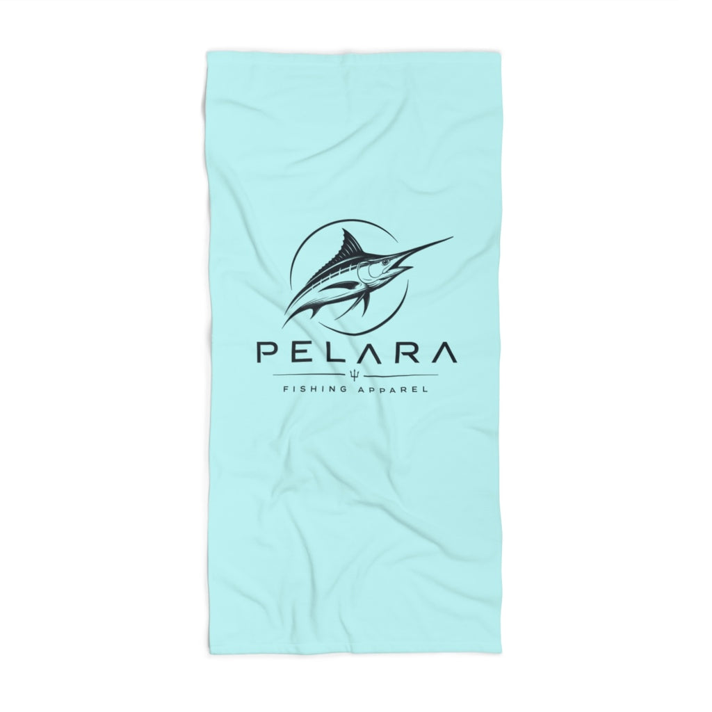 Beach Towel - Pelara Marlin Logo Turquoise Beach Towel (Coastal Surf & Fishing Vibe)